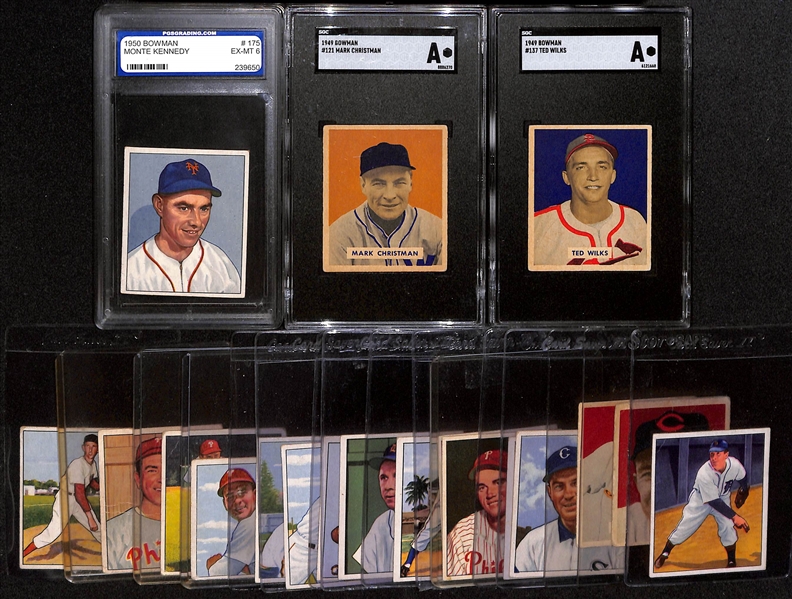 Lot of (19) 1949 & 1950 Bowman Baseball Cards w. Fred Hutchinson