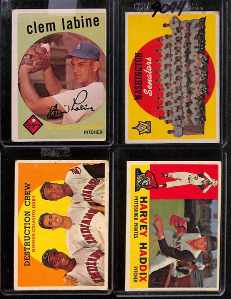 Lot of (21) 1959 and 1960 Topps Baseball w. Musial and Aaron Baseball Thrills