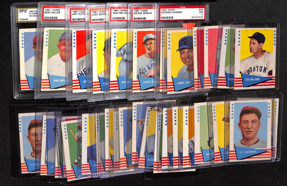 Lot of (30+) 1961 Fleer Baseball Greats Inc. Ted Williams, Honus Wagner, and Tris Speaker