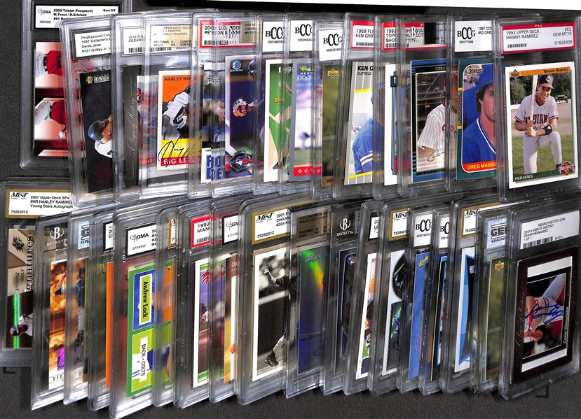 Lot of (35+) Graded Mostly Modern Baseball w. Jeter, Griffey Jr., Guerrero Jr., and Others 
