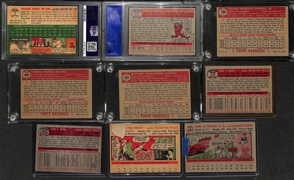 Lot of (60+) 1950s Baseball Cards w. 1954 Topps Ted Williams PSA 1