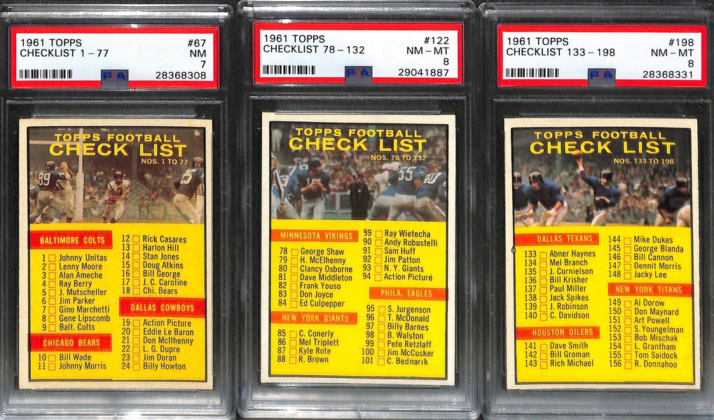Lot of (60+) 1961 Topps Football w. (20+) PSA Graded Cards Feat. Unitas, Starr, Hornung, Tittle, Blanda and Others 