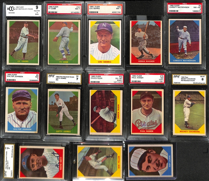 Lot of (35+) 1960 Fleer Baseball Greats w. Young, Cobb, Gehrig, Wagner and More!