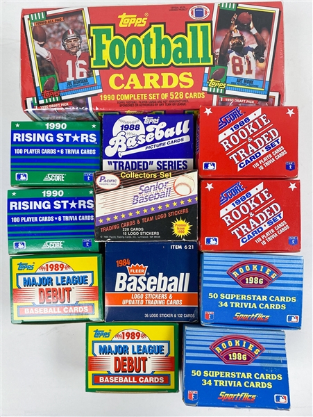 Lot of (12) Mostly Baseball 1980s and 1990 Sets Featuring 1984 Fleer Update Baseball Set