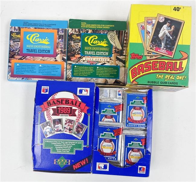 Baseball Card Lot w. (1) 1987 Topps Wax Box of 36 packs and (2) 1989 Upper Deck Wax Boxes Find Ken Griffey Jr. Rookies!