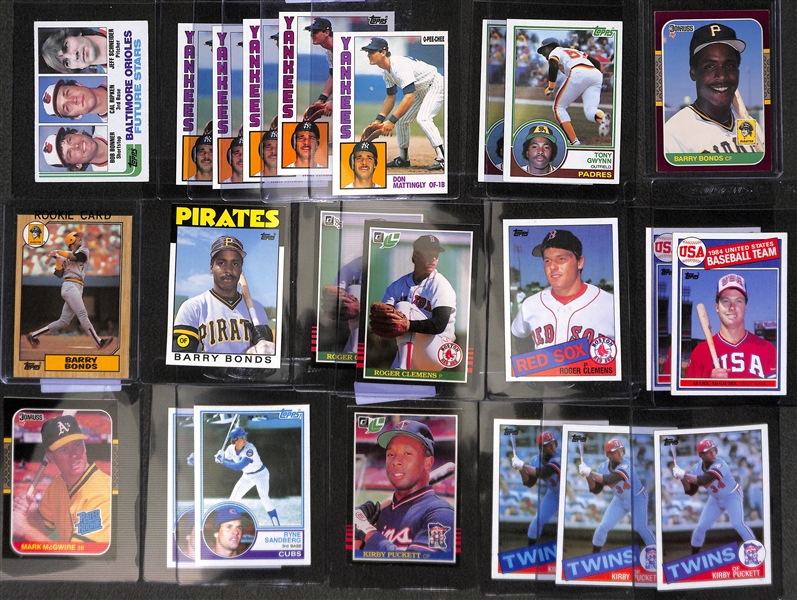 Lot of (85+) Baseball Rookie Stars and Hall of Famers Feat. Ripken, Bonds, Clemens, Mattingly, Gwynn, Sandberg and More