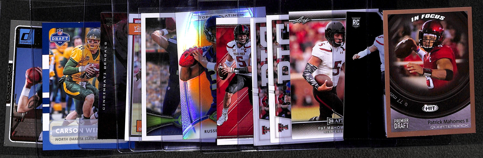 Lot of (12) Modern Football Quarterback Rookies w. Mahomes, Wilson, Jackson, Burrow, and Wentz