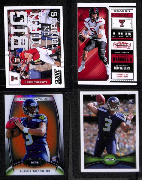 Lot of (12) Modern Football Quarterback Rookies w. Mahomes, Wilson, Jackson, Burrow, and Wentz