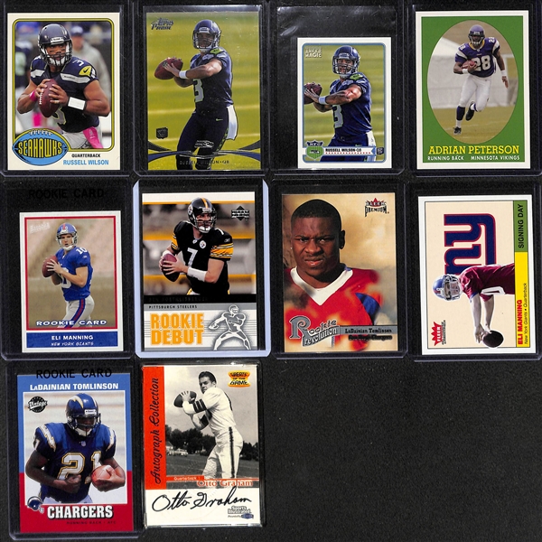 Lot of (60+) Football Modern Rookies and Stars w. Brady, Manning, Brees, Favre, Wilson and Others