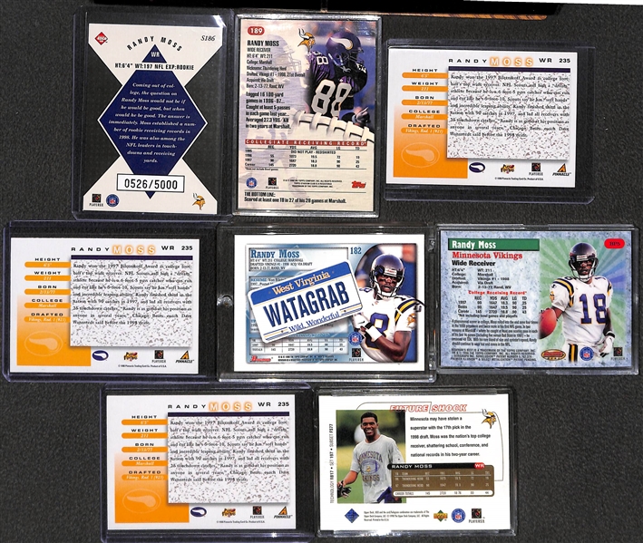 Lot of (19) Peyton Manning and Randy Moss Rookie Cards