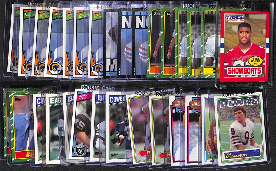 Lot of (30) 1980s Football Rookies w. Reggie White, Young, Moon, Dickerson and Others
