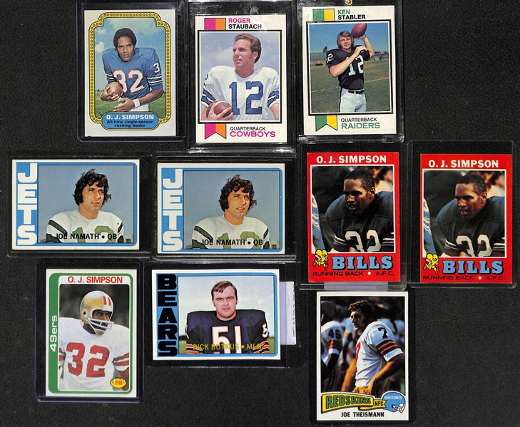Lot of (30+) 1970s Football w. OJ Simpson, Roger Staubach Rookie and Others