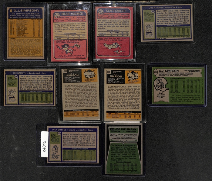 Lot of (30+) 1970s Football w. OJ Simpson, Roger Staubach Rookie and Others