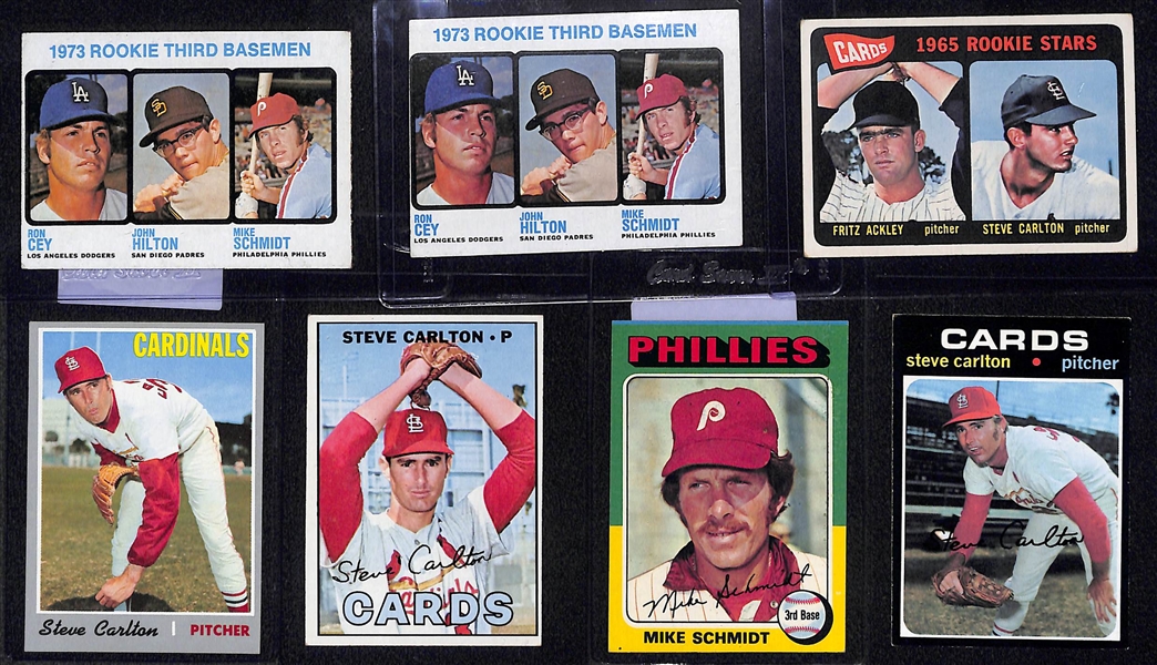 Lot of (7) 1960s and 70s Baseball w. (2) Mike Schmidt and Steve Carlton Rookies