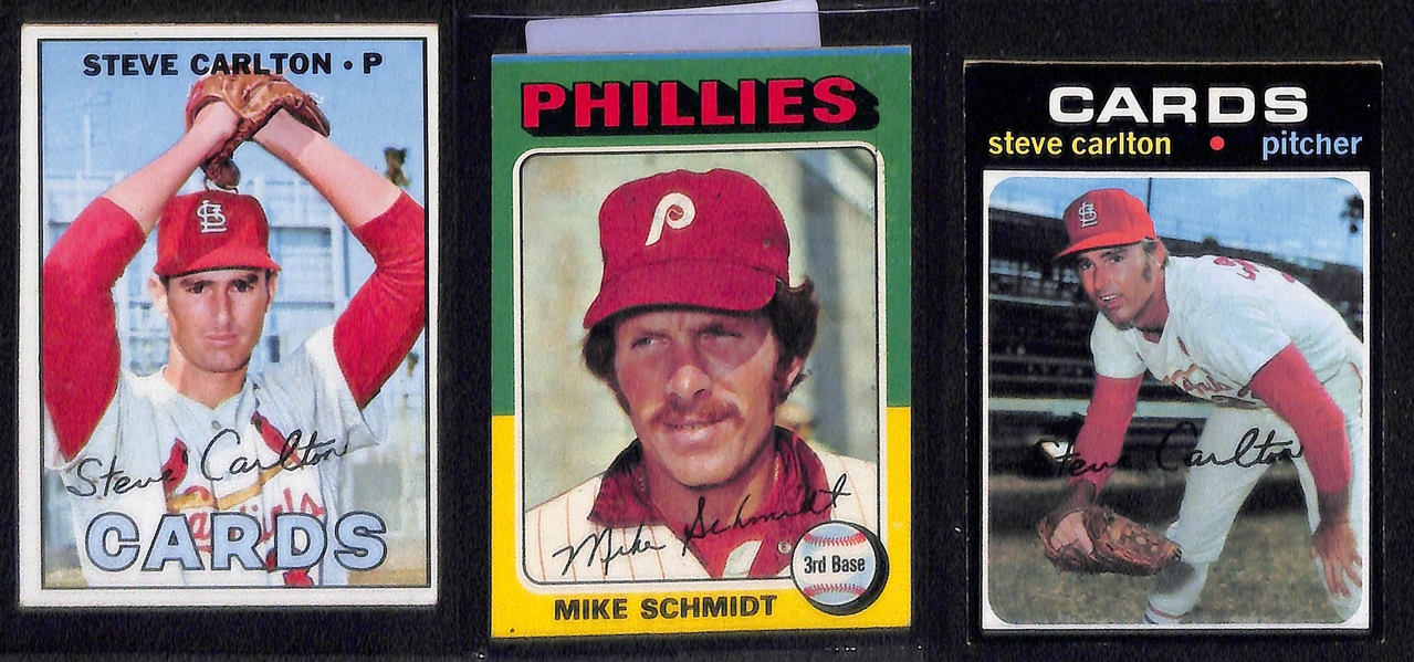Lot of (7) 1960s and 70s Baseball w. (2) Mike Schmidt and Steve Carlton Rookies