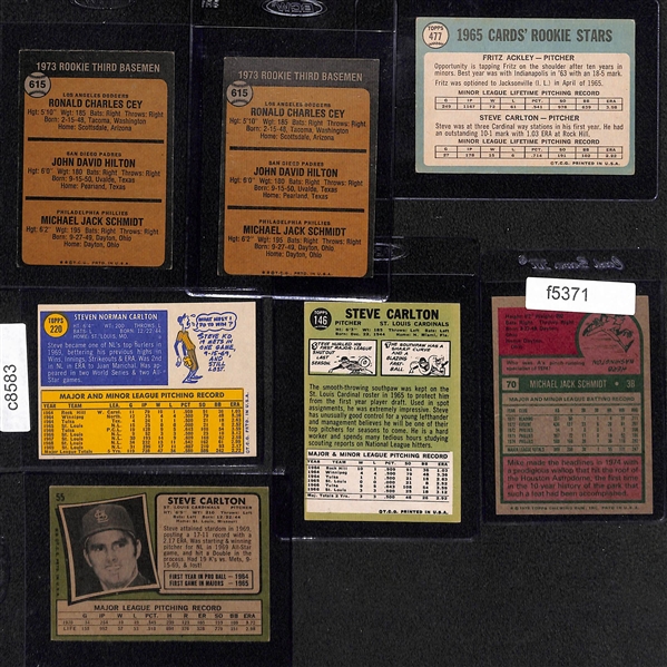 Lot of (7) 1960s and 70s Baseball w. (2) Mike Schmidt and Steve Carlton Rookies