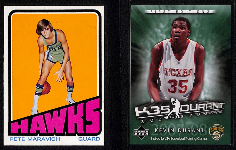 Lot of (6) Vintage and Modern Basketball Rookies and Stars w. Bryant, Maravich, Durant and Others