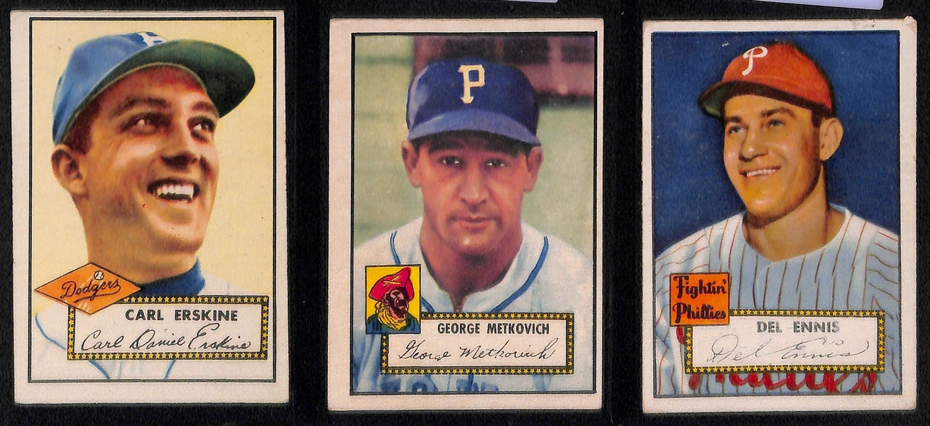 Lot of (9) 1952 & 1953 Mostly Topps Baseball w. Roberts, Mize, Campanella and Others