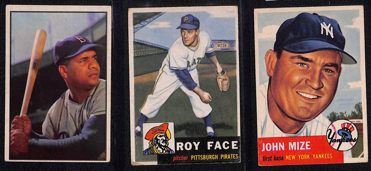 Lot of (9) 1952 & 1953 Mostly Topps Baseball w. Roberts, Mize, Campanella and Others