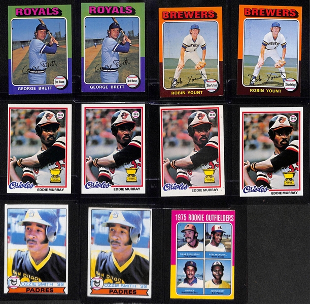 Lot of (11) 1970s Baseball Rookie Hall of Famers w. Brett, Yount, Murray, Smith