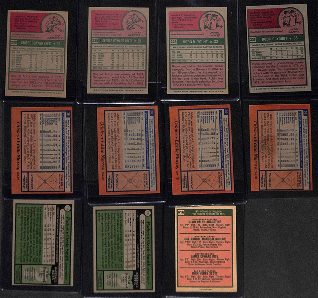 Lot of (11) 1970s Baseball Rookie Hall of Famers w. Brett, Yount, Murray, Smith