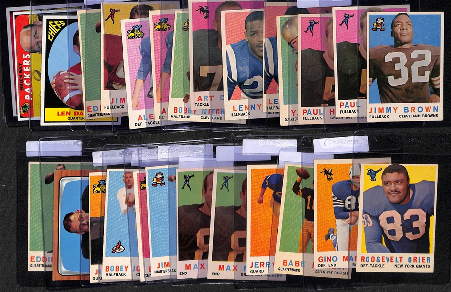 Lot of (25+) Mostly 1959 Topps Football w. Jim Brown, Hornung, Tittle and Others