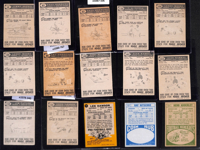 Lot of (25+) Mostly 1959 Topps Football w. Jim Brown, Hornung, Tittle and Others