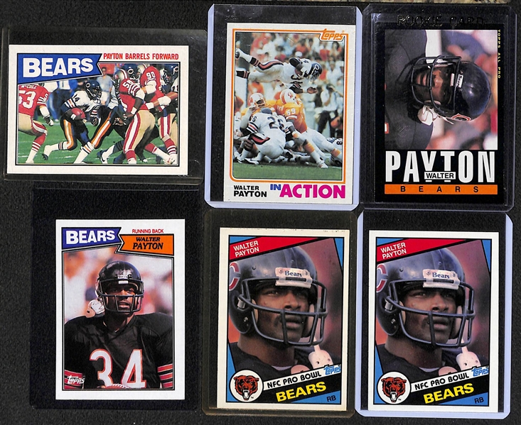 Lot of (20) 1960s-80s Walter Payton and Gale Sayers Chicago Bears Football Cards