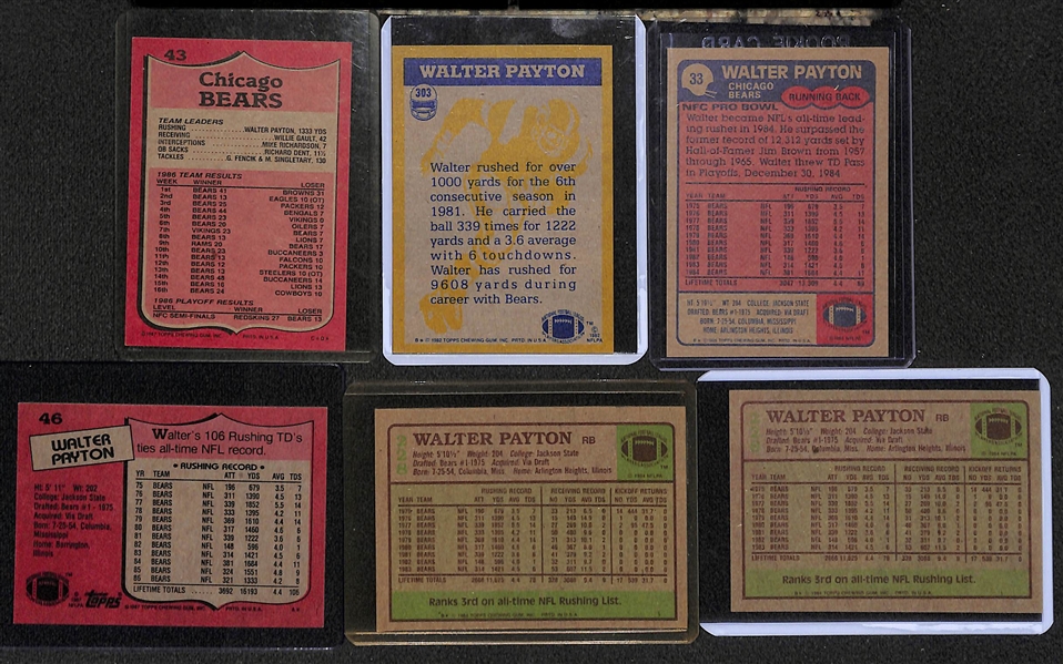 Lot of (20) 1960s-80s Walter Payton and Gale Sayers Chicago Bears Football Cards