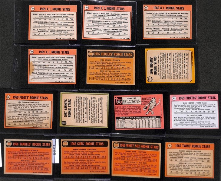 Lot of (14) 1960s Topps Baseball Rookies w. Sutton, Fingers, and Others