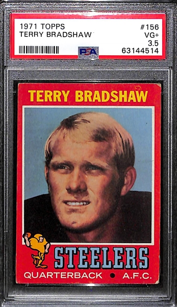 1971 Topps Terry Bradshaw Rookie Card #156 Graded PSA 3.5 VG+