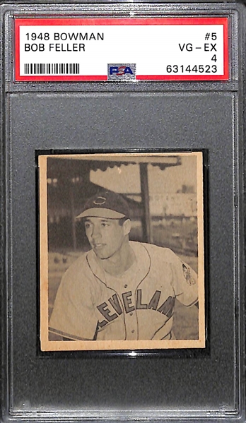1948 Bowman Bob Feller (HOF) #5 Rookie Card Graded PSA 4 VG-EX