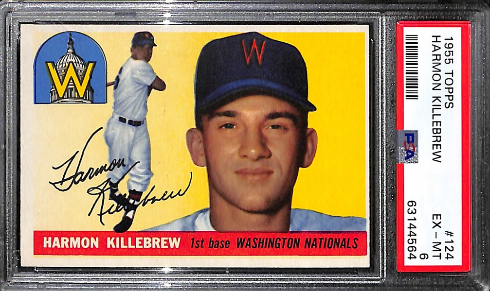 1955 Topps Harmon Killebrew (HOF) #124 Rookie Card Graded PSA 6 EX-MT