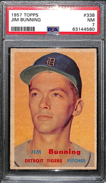 1957 Topps Jim Bunning (HOF) #338 Rookie Card Graded PSA 7 NM
