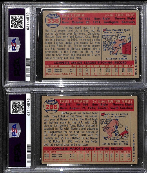 1957 Topps Rookie Lot - Jim Bunning (PSA 5.5) & Bobby Richardson (PSA 5.5)
