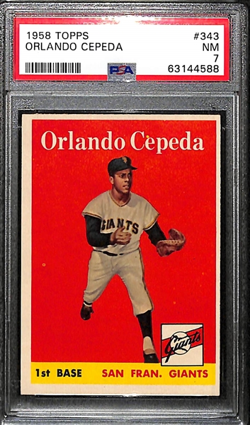 1958 Topps Orlando Cepeda (HOF) #343 Rookie Card Graded PSA 7 NM
