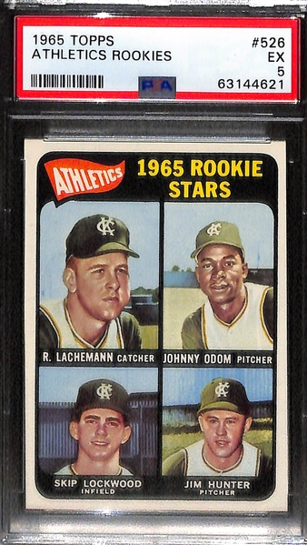 1965 Topps HOF Rookie Lot - Joe Morgan (PSA 7), Steve Carlton (PSA 6), Jim Catfish Hunter (PSA 5)