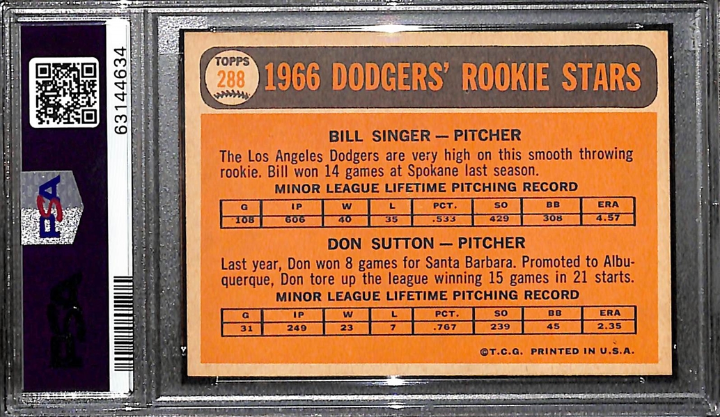 1966 Topps Don Sutton (HOF) #288 Graded PSA 8 NM-MT