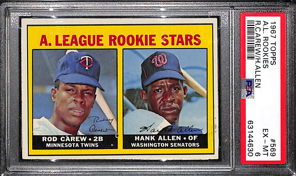 1967 Topps Rod Carew (HOF) #569 Rookie Card Graded PSA 6 EX-MT