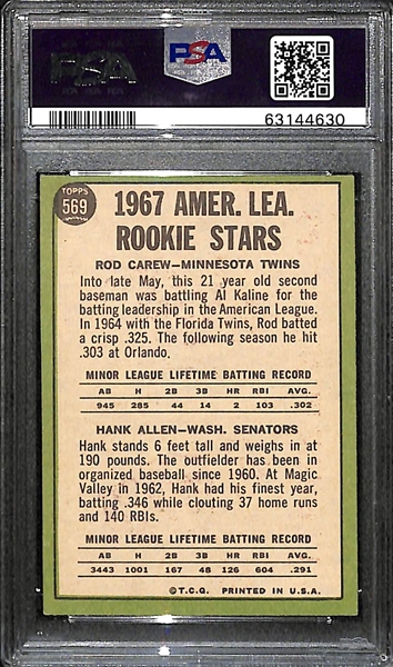 1967 Topps Rod Carew (HOF) #569 Rookie Card Graded PSA 6 EX-MT