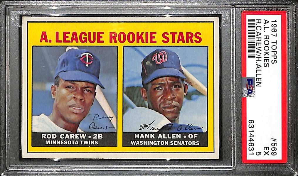 1967 Topps Rod Carew (HOF) #569 Rookie Card Graded PSA 5 EX
