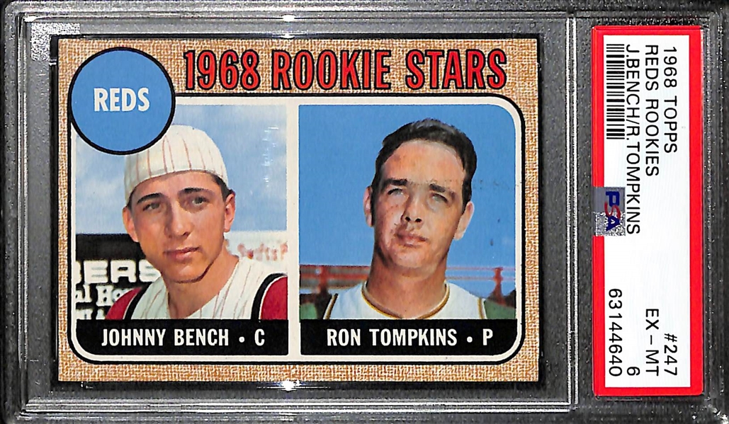 1968 Topps Johnny Bench (HOF) #247 Rookie Card Graded PSA 6 EX-MT