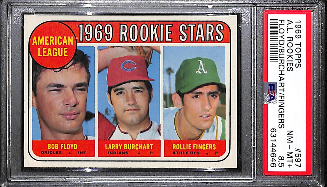 1969 Topps Rollie Fingers (HOF) #597 Rookie Card Graded PSA 8.5 NM-MT+