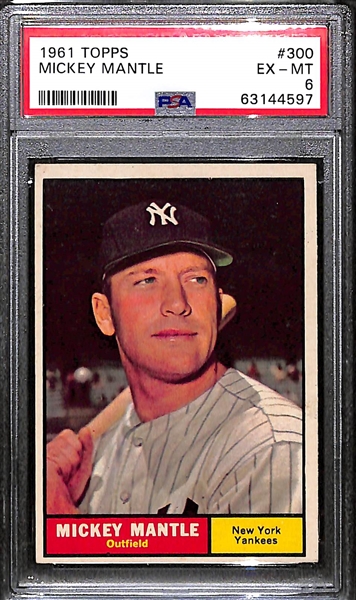 1961 Topps Mickey Mantle #300 Graded PSA 6 EX-MT