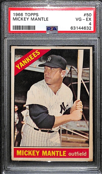 Mickey Mantle Graded Lot - 1966 #50 (PSA 4), 1964 AL Bombers #331 (PSA 5.5)