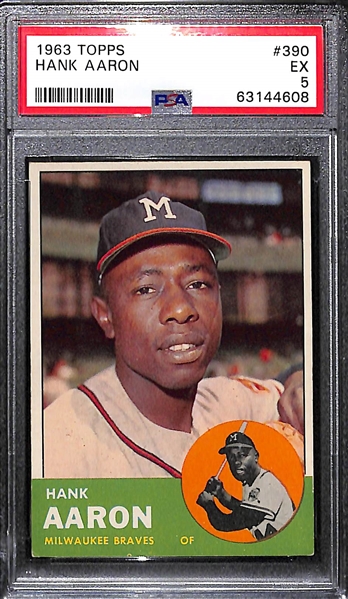 1963 Topps Hank Aaron #390 Graded PSA 5 EX