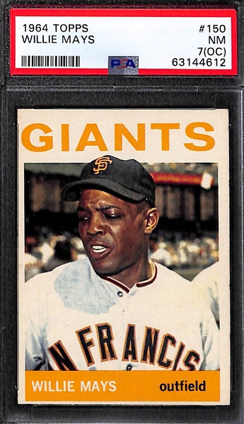 1964 Topps Graded Lot - Hank Aaron #300 PSA 6, Willie Mays #150 PSA 7(OC), Carl Yastrzemski #210 PSA 6