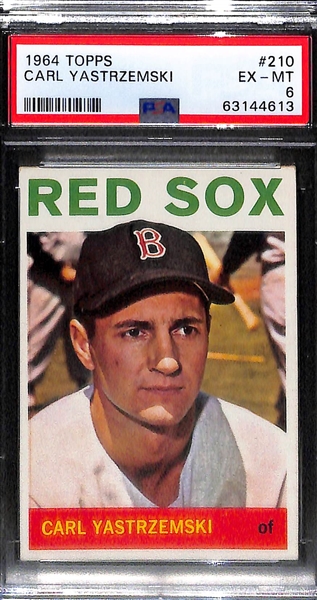 1964 Topps Graded Lot - Hank Aaron #300 PSA 6, Willie Mays #150 PSA 7(OC), Carl Yastrzemski #210 PSA 6