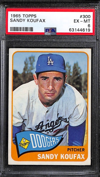 Graded Card Lot - 1965 Sandy Koufax #300 PSA 6, 1966 Pete Rose #430 PSA 6, 1969 Johnny Bench #95 PSA 6