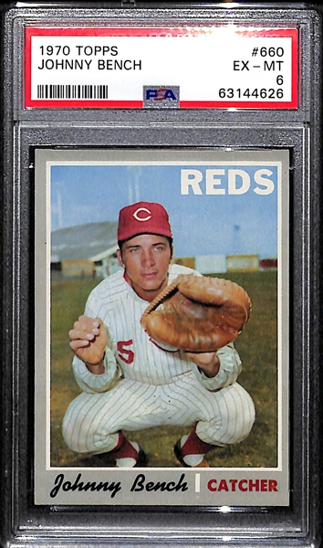 (4) 1970 Topps Graded Cards - Seaver (PSA 8), Aaron (PSA 6), Mays (PSA 5.5), Bench (PSA 6)